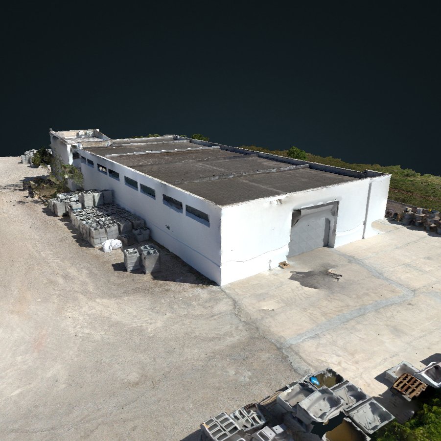Modello 3D fotogrammetrico di un capannone industriale rilevato con drone